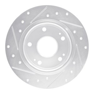 Honda Civic Brake Rotor (1) - Rear Right - R1 Concepts - Drilled & Slotted - Silver - `16-`25